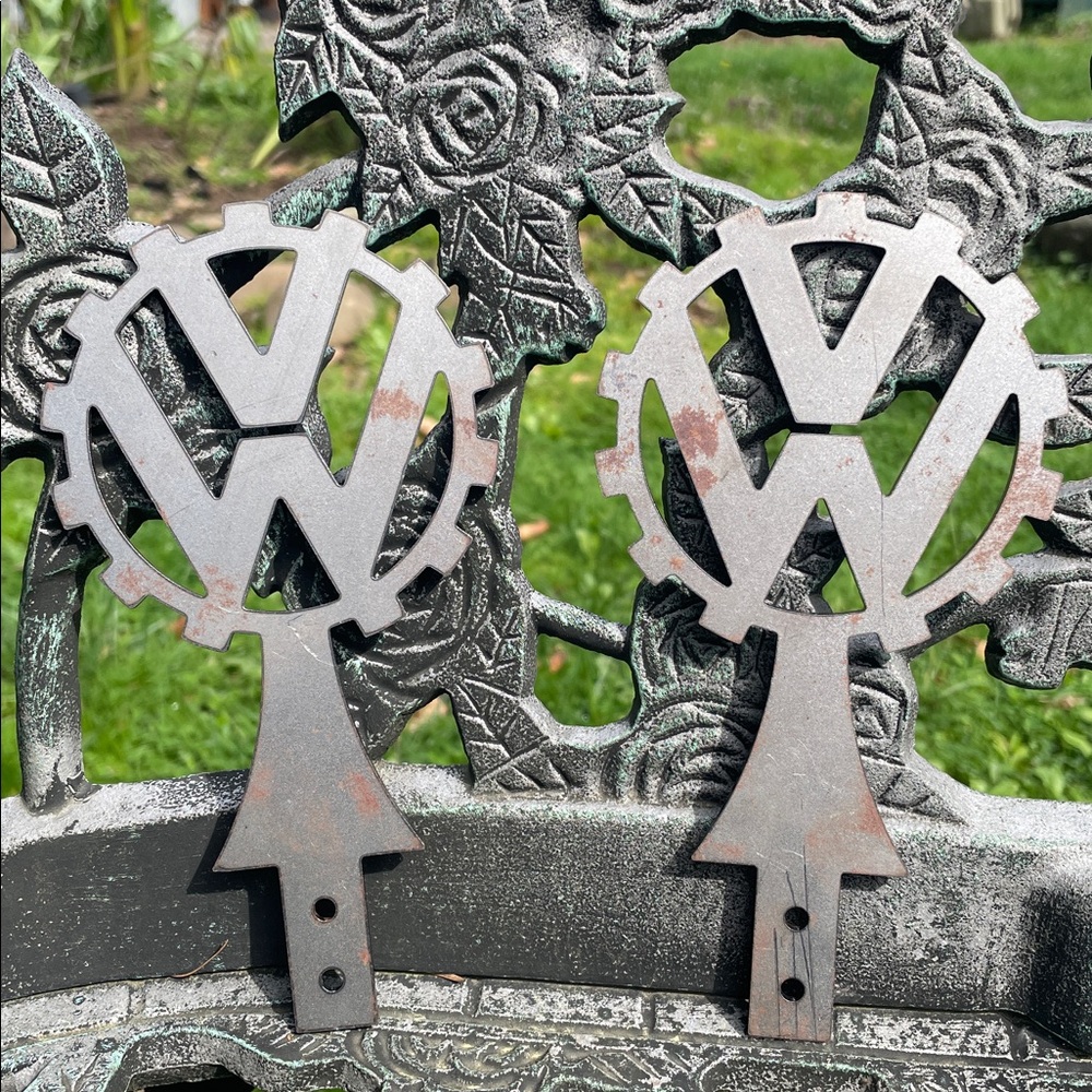 Metal Art VW Emblem License Topper, Bumper Badge.